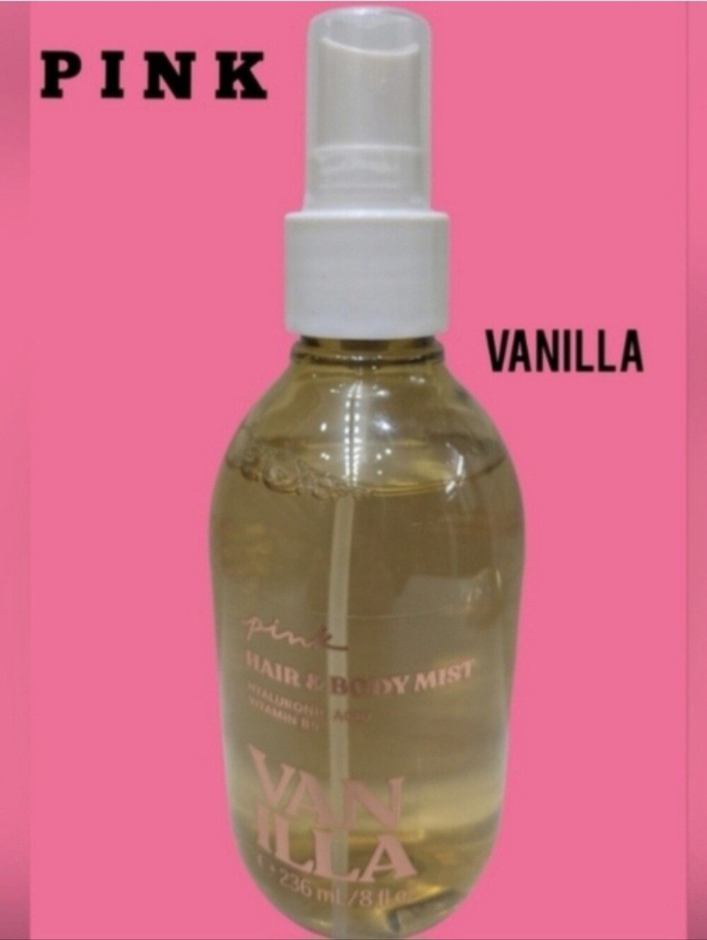 PINK Vanilla Hair & Body Mist 8oz New Rt $20 W/ Hyaluronic Acid And Vitamin B5
